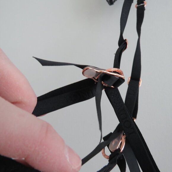 LOUNGE Tyra Floral Lace Sheer Mesh Suspender Belt in Black - Size XS - Picture 7 of 14